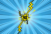 istock Comic book versus background. Cartoon lightning versus in retro pop art style. Blank template design. Vector illustration 1443944195