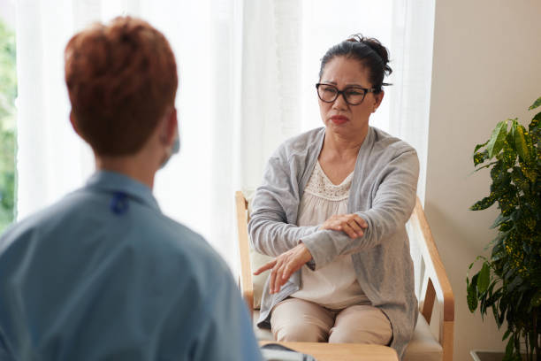 istock Senior Woman Complaining about Arm Pain 1443945911
