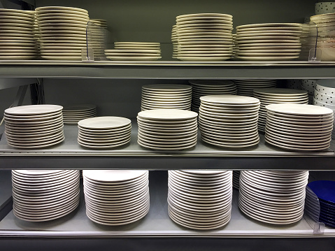 Assortment of plates on the store shelf