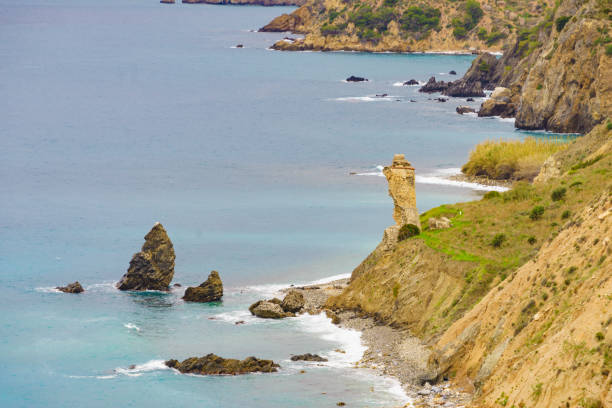 Spanish coast, seaside cliffs of Maro Cerro Gordo. Costa del Sol, Andalusia Spain.
