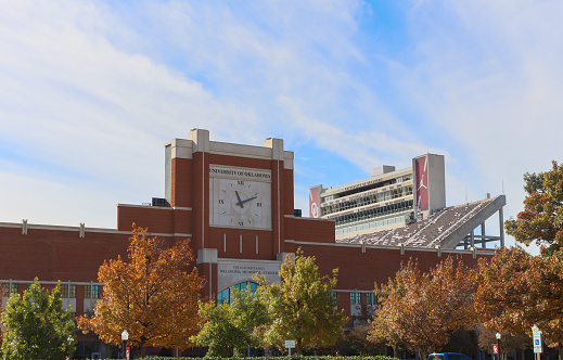 Norman, OK - November 2022: The Gaylord Family Oklahoma Memorial Stadium on the campus of the University of Oklahoma