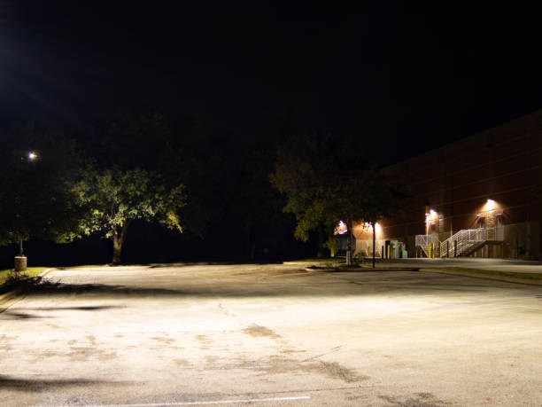 istock Empty parking lot at a shopping center 1443952167