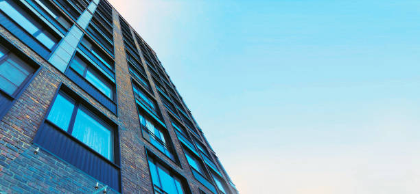 istock Modern real estate, residential apartment building with panoramic windows 1443955636