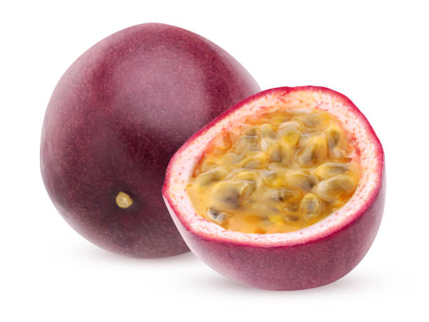 istock passion fruit isolated on a white background with a clipping path. one and a half fruits with shade. 1443957278