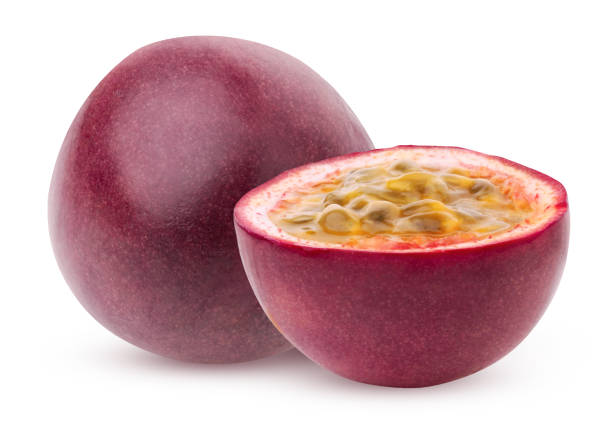 istock passion fruit isolated on a white background with a clipping path. one and a half fruits. 1443957349