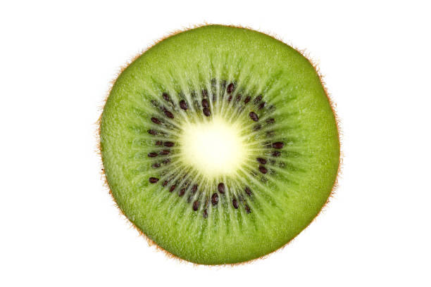 istock Sliced kiwi. Kiwi texture or background. Freshly sliced kiwi on a white background 1443958543