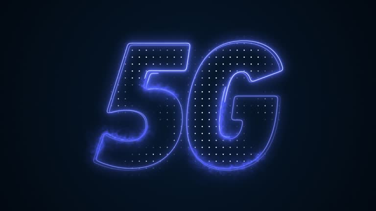 Neon Blue 5G Mobile Data Internet Icon Outline Loop Background