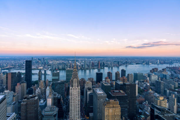 istock Manhattan Skyline from Above at Dusk 1443962050