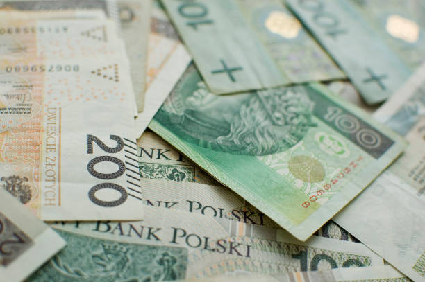 istock Polish banknotes - paper currency background. 1443963414