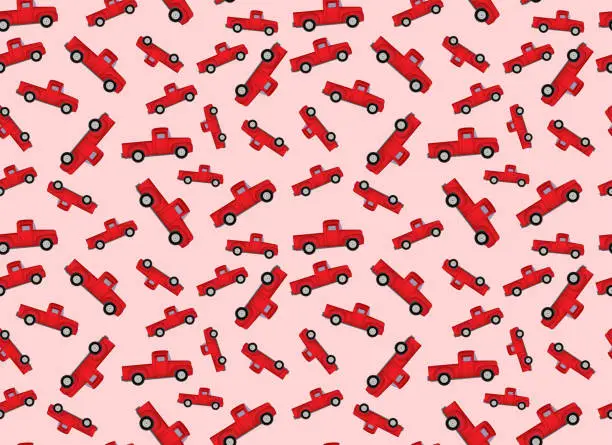 Vector illustration of Seamless pattern with retro cars. Cartoon style
