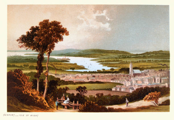 Vintage illustration Newport, Isle of Wight, 19th Century Victorian Landscape