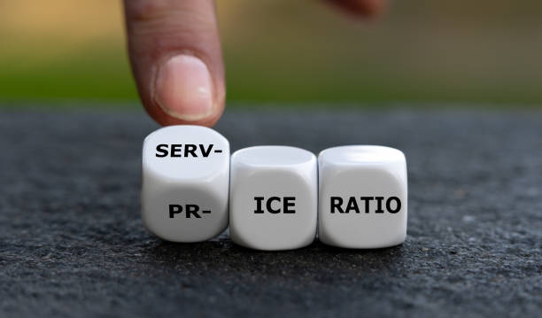 istock Cubes form the expression 'service price ratio'. 1443967316