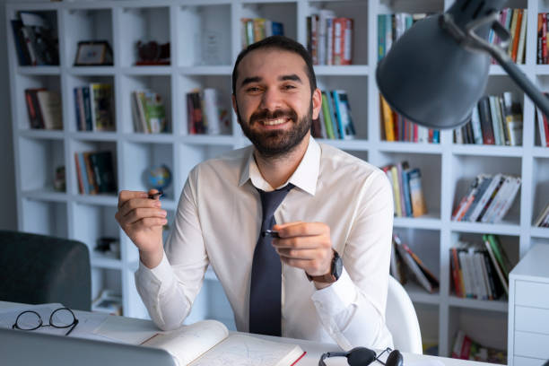 istock Businessman working from home office 1443968119
