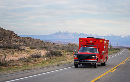 Emergency vehicle driving in Utah, USA
