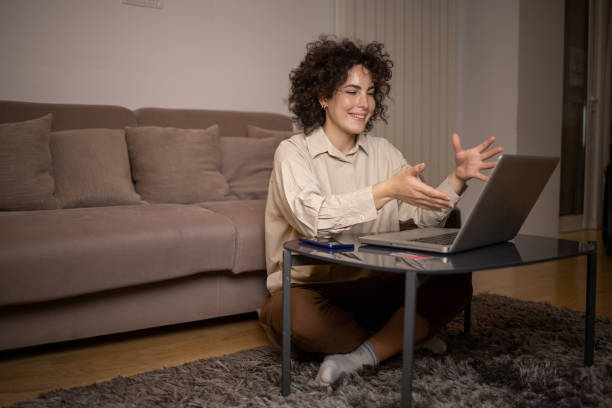istock Young woman working from home 1443970616