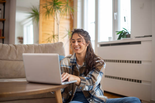 Young woman working from home