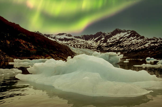 istock Northern Lights over Glacier in Alaska 1443981580