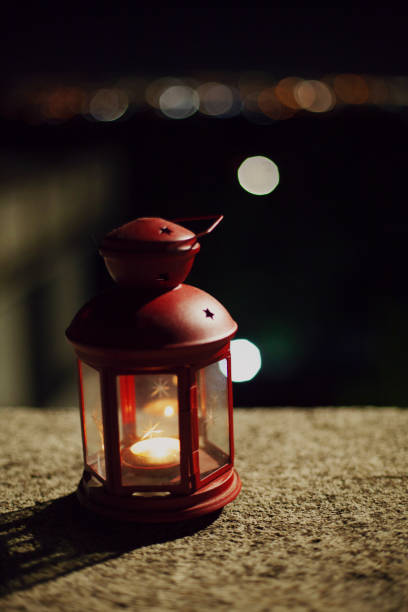 istock Romantic cute mysterious candleholder with a candle at night 1443982447