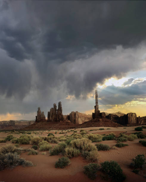 Totems in Monument Valley stock photo