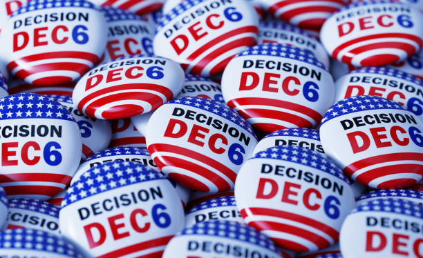 Georgia Runoff Election Dec 6 written badges. Great use for election and voting concepts. 2022 Georgia Runoff Election concept.