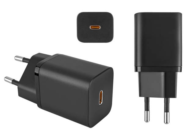 istock power adapter, accessory for the phone, on a white background in isolation 1443983148