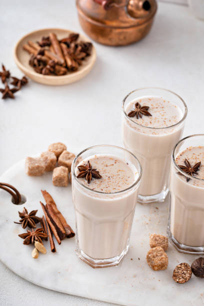 istock Chai in tall glasses with whole spices 1443990633