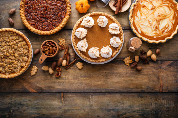 istock Traditional fall Thanksgiving pies, pumpkin and pecan pie 1443990707