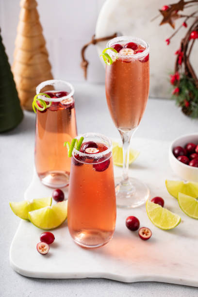 istock Christmas mimosa with cranberry juice and lime 1443991857