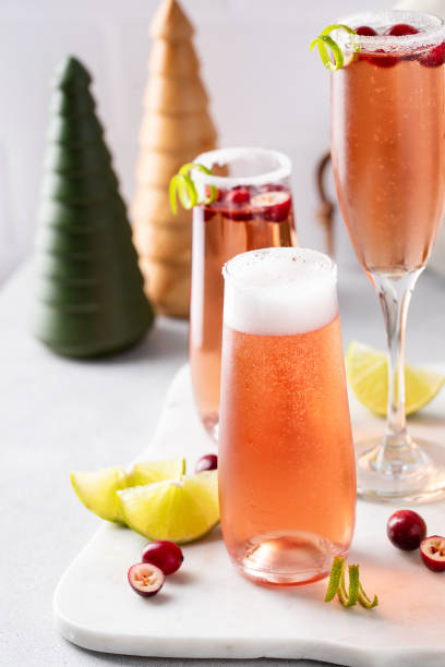 istock Christmas mimosa with cranberry juice and lime 1443991859