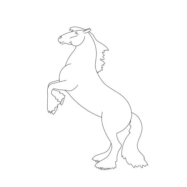 Vector illustration of Hand drawn tinker horse. Vector illustration for coloring page