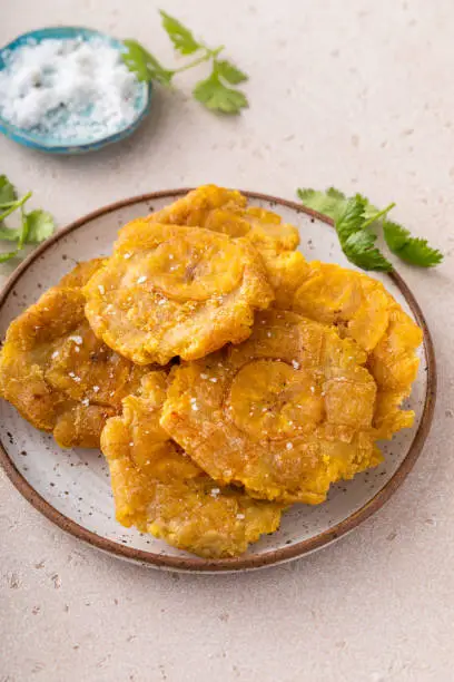 Photo of Tostones, traditional Carribean dish, twice fried plantains