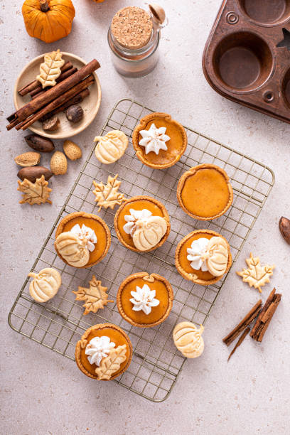 istock Mini pumpkin pies with wipped cream and cinnamon 1443993841