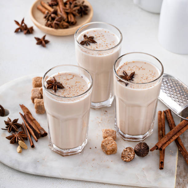 istock Chai in tall glasses with whole spices 1443993890