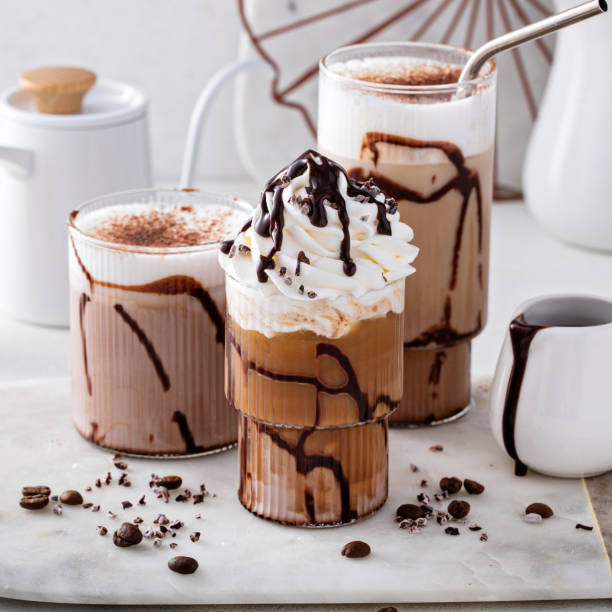 istock Mocha latte and iced frappe, refreshing and sweet coffee drinks 1443993891