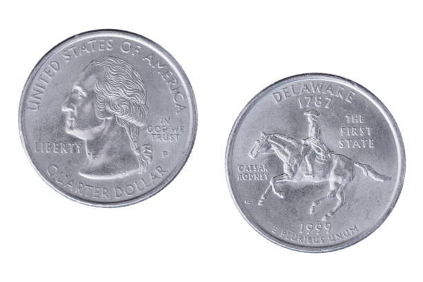 istock Delaware 1999P State Commemorative Quarter isolated on a white background 1443997545
