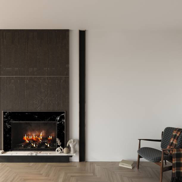 istock Modern Living Room Wall Mockup 1444000926