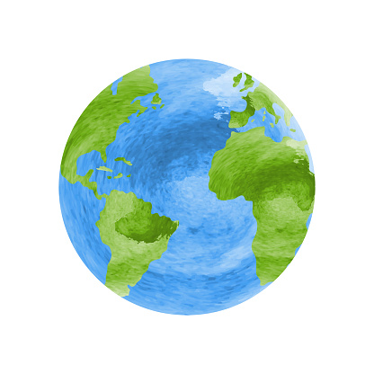 Earth globe watercolor icon. Vector illustration. EPS10