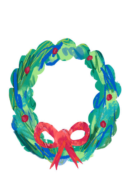 Painted Collage Wreath vector art illustration
