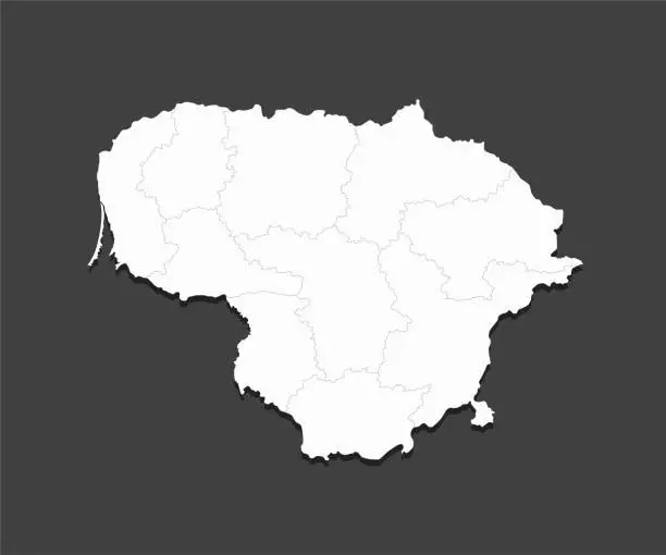 Vector illustration of Vector map country Lithuania divided on regions