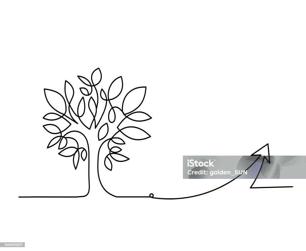 Direction Tree Design Abstract Tree With Direction As Line Drawing On The White Background ...