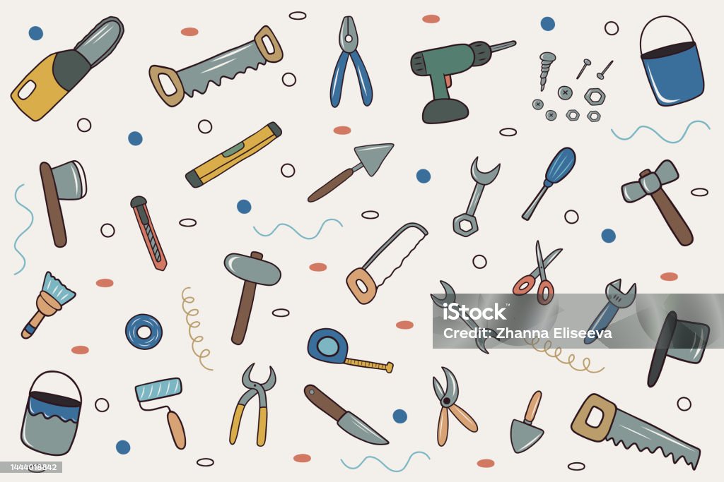 Simple Doodle Tools Hand Drawn Doodle Tools Set Stock Illustration - Download Image Now ...