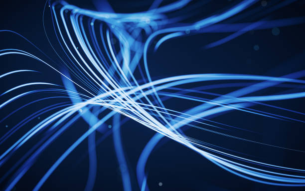 istock Flowing curves with glowing neon lines, 3d rendering. 1444022202