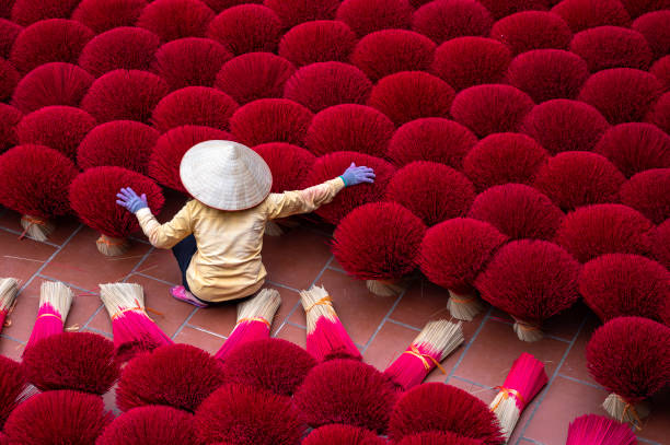 istock Drying incense stick in vietnam 1444025702