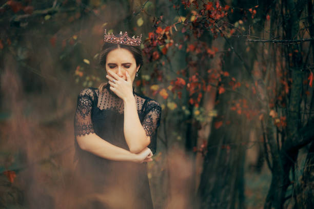 Dark princess feeling desperate and sad suffering a loss
