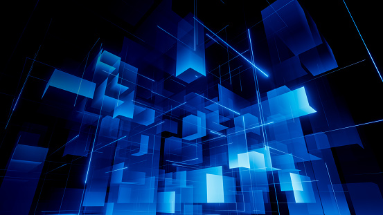 Cube abstract technology background, bluecolour