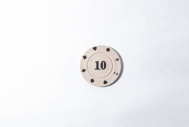 istock Poker coins, casino chips with white background and copy space. 1444044269