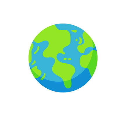 Vector illustration of the planet Earth in a cartoon style. Cut out design element on a transparent background on the vector file.