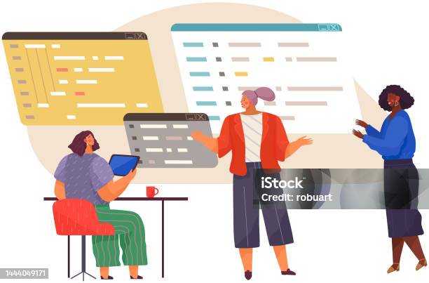 Programmer Engineering And Coding Set Of Programmers Working On Web ...
