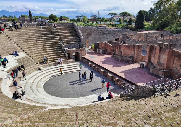 Pompeii - Teatro Grande from the top of the stands stock photo
