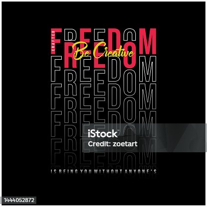 istock Freedom styled vector t-shirt and apparel design, typography, print, 1444052872